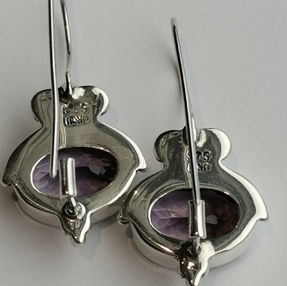 Stunning sterling silver Amethyst drop earrings - Picture 5 of 7